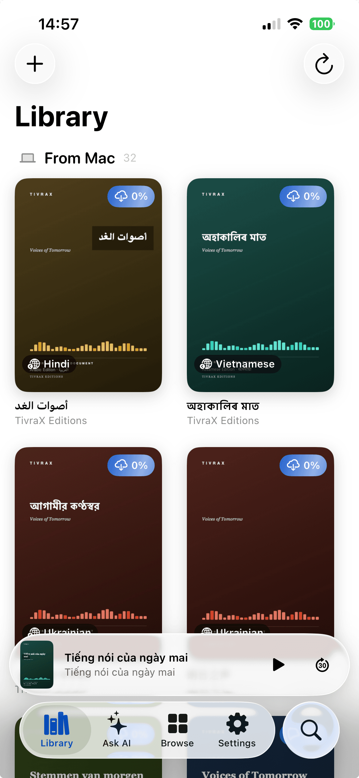 TivraX iPhone library, real-time generation progress on each cover